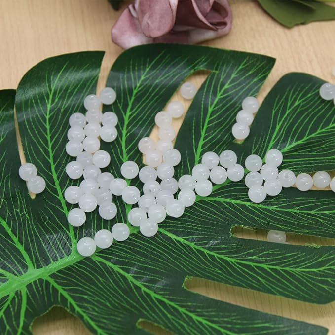 Pamir Tong 600PCS 8mm White Glass Round Beads Bulk-Imitative Jade Beads-Bracelet Loose Beads for Jewelry Making Earring, Necklaces, and DIY Crafts