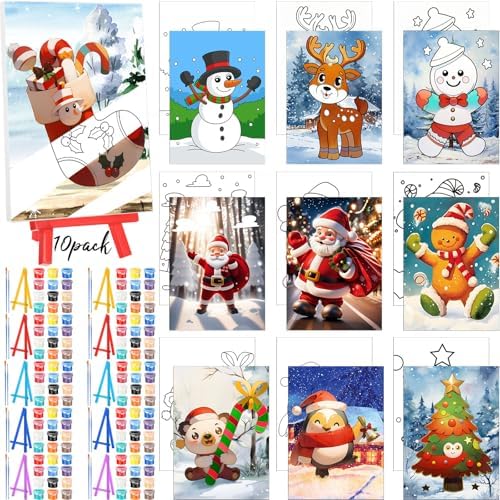 10 Set Christmas Pre Printed Canva for Painting Gingerbread Canva 5x7" by Blosssound