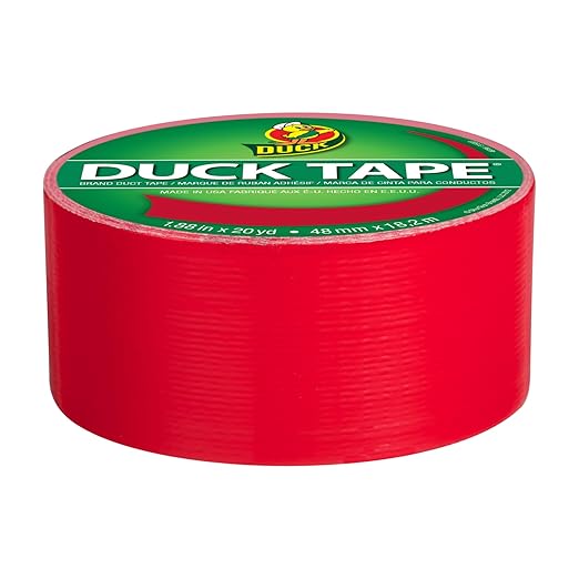 Duck Brand 1265014 Color Duct Tape, Red, 1.88 Inches x 20 Yards, Single Roll (Pack of 6)