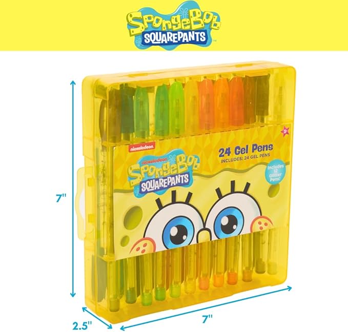 Innovative Designs Nickelodeon SpongeBob SquarePants Gel Pens Set for Kids, 24 Pack with Glitter Gel Pens, Cute Pens for Boys and Girls