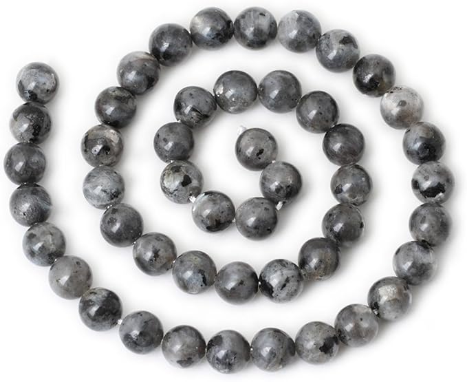 45PCS 8mm Natural Black Labradorite Gemstone Round Loose Beads Crystal Energy Stone for DIY Jewelry Making 1 Strand 15"