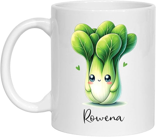 Custom Bok Choy Coffee Mug Present For Vegetable Lover, Personalized Bok Choy Ceramic Cup Gift With Bok Choy Lover Name, Cute Bok Choy Vegetable Travel Mugs 11oz 15oz, Bok Choy Porcelain Cup Gifts