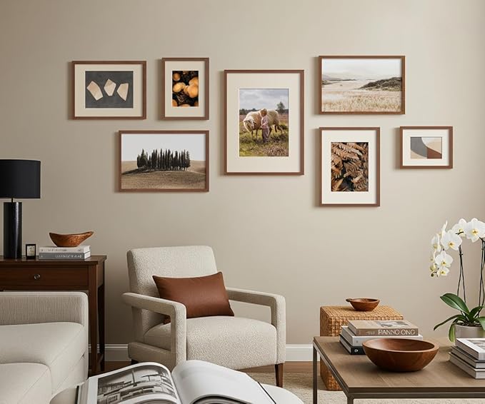 Yaetm 12x18 Picture Frames Set of 4, Walnut Brown, Solid Wood Frame 12 x 18 Frame for Gallery Wall, Photos, Posters & Art Prints, Wall Mount (4 pack, Walnut)