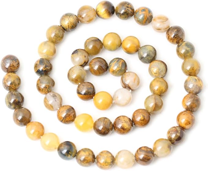 45PCS 8mm Natural Golden Pietersite Gemstone Round Loose Beads Stone Beads for Jewelry Making DIY Findings 1 Strand 15"