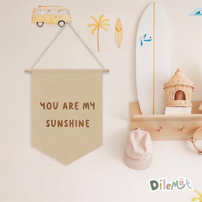 You Are My Sunshine Playroom Decor Linen Pennant Banner,Positive Affirmations Wall Decor Toddler Nursery Wall Hanging Flag Banner for Girl Boy Bedroom Playroom