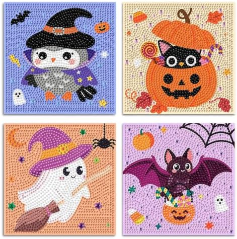 4 Pack Halloween Diamond Art Kits for Kids Ages 4-8-10-12 Gem Art for Kids by Unknown