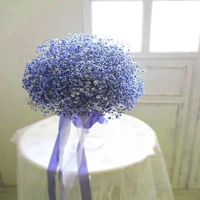 4000+ Dried-Blue-Babys-Breath-Flowers-Bouquet-17.2 inch, Dried Royal Blue Flowers for Vase, Natural Gypsophila Branches for Home Decor, Wedding, Table Decor, DIY Wreath Floral