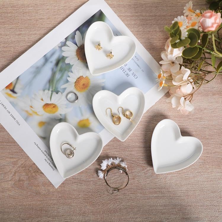 4pcs Ceramic Heart Shape Jewelry Trays Jewelry Dishes Storage Trays - Image 4