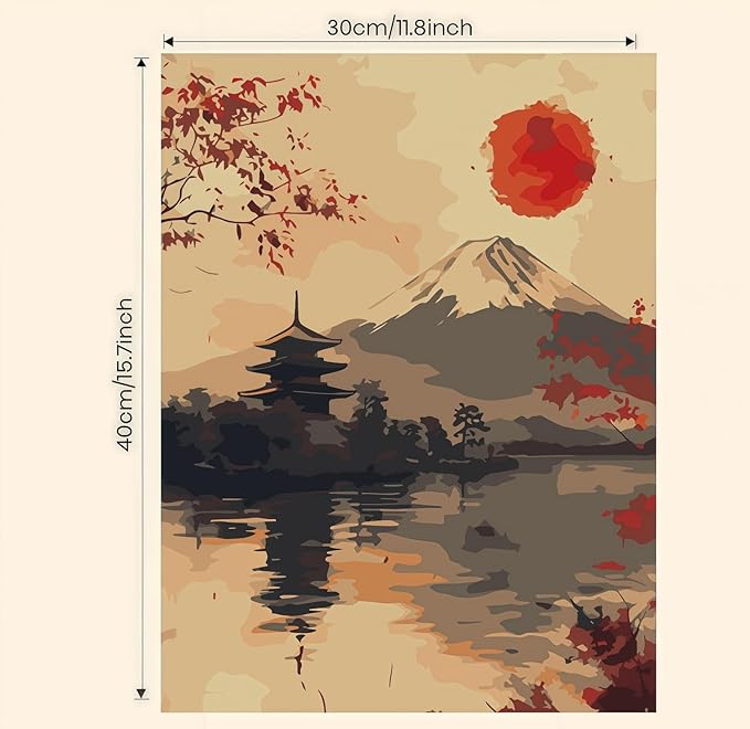 BYGFHLYW Paint by Numbers Kit for Adults, Mount Fuji Landscape Adult Paint by Number Kits On Canvas, DIY Acrylic Oil Number Painting Kits for Beginners, Color by Numbers for Home Wall Decor 12x16Inch