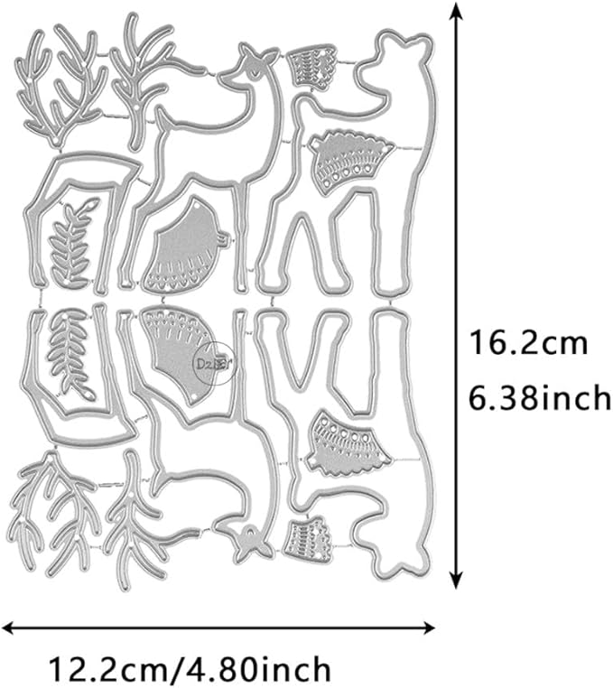 DzIxY Shadow Christmas Patchwork Animal Deer Leaves Metal Cutting Dies for Card Making Kit Embossing Paper Die Cuts Set Scrapbook Stencils Supplies Machine Templates