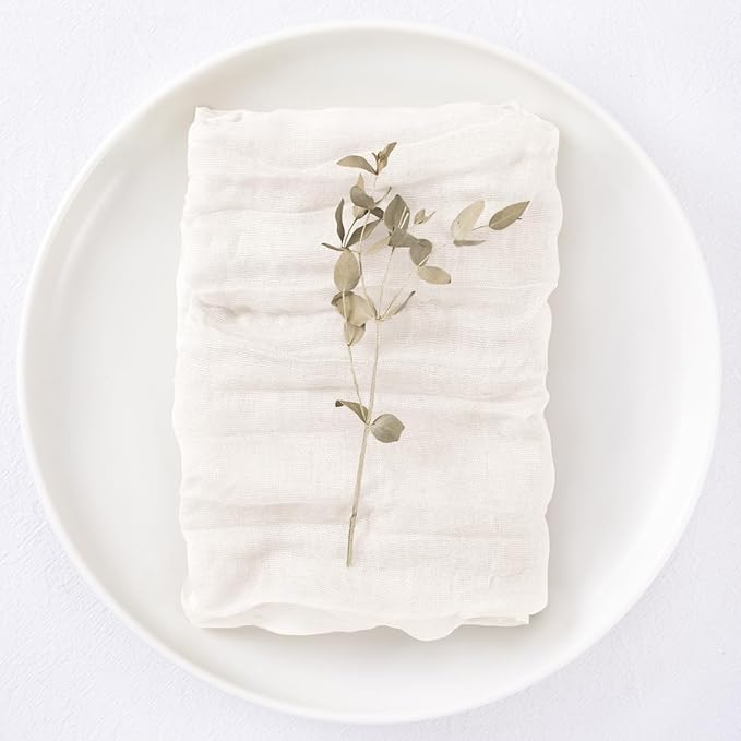 20 Pack Ivory White Cheesecloth Napkins Spring Cloth Napkins Set of 20 Dinner Napkins Bulk 21x21 Inches for Wedding Bridal Shower Baby Shower Valentine's Day