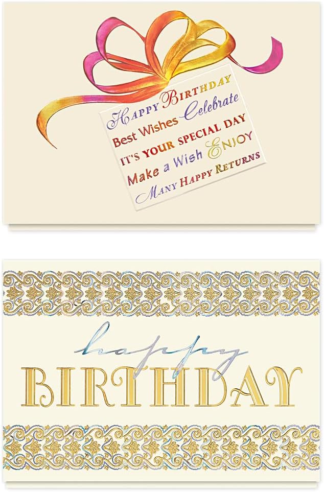 The Gallery Collection - Birthday Cards Assortment Box (35 Cards), Foil & Embossing (Birthday Formal)