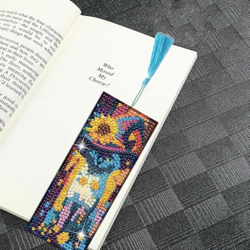 Puraikcmi 6 PCS 5D DIY Diamond Art Bookmarks Kit Cats Diamond Paintings Bookmarks Kits with Tassels Acrylic, Rhinestone Crafts Decoration Gift Set for Book Lovers Beginners & Adults - Image 4