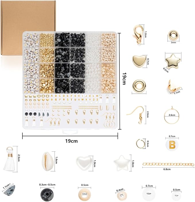 Xylise Jewelry Making Supplies Kit Natural Stone Beads for Irregular Natural Stone with for DIY Craft Bracelet Necklace Earrings for Adults (Black White)