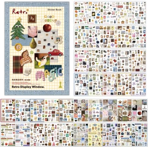 Stickers Book for Scrapbook Supplies,1300+ Vintage Stickers for DIY Crafts by Lciyioc