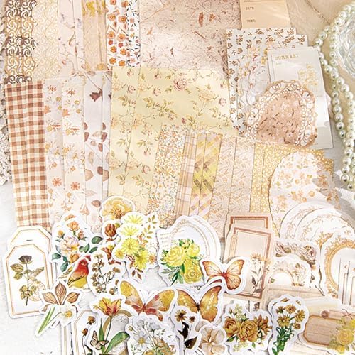 Doraking 100pcs Vintage Floral Scrapbook Paper Journaling Stickers Assorted Set, Material Paper Memo Junk Journal Supplies for Bullet Journaling Retro Crafts Planner Collage Card Album - Image 3