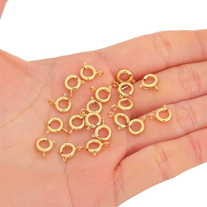 18K Gold Plated Spring Clasps Non Tarnish 7mm 20pcs for Jewelry Making Findings