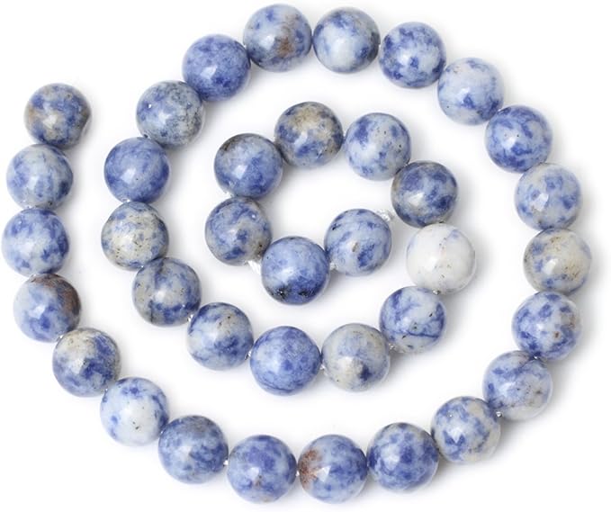 35PCS 10mm Natural Blue White Sodalite Gemstone Round Loose Beads for Jewelry Making 1 Strand 15"