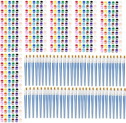 40 Pack Mini Acrylic Paint Set, 12 Colors Washable Acrylic Paint Strips with 80Pcs Painting Brushes for Kids&Adults Paint, 560 PCS Kids Painting Kit for Birthday Party Favor, Classroom, Art Gift by Celepen