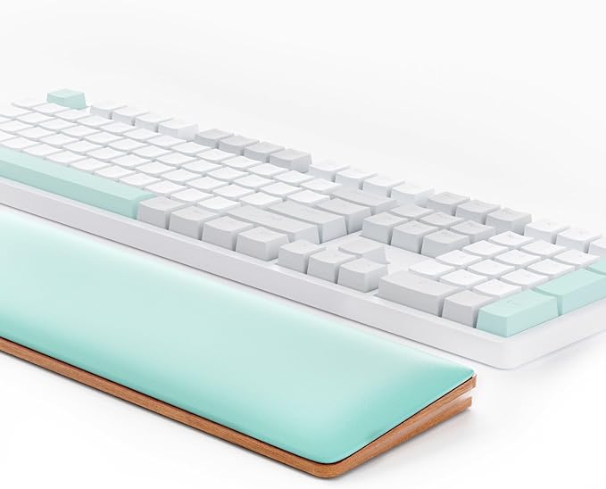COLORCORAL Wrist Rest for Computer Keyboard Durable Leather Wrist Support with Memory Foam Ergonomic Wooden Arm Rest Wrist Pad for Typing Pain Relief Comfort for Office, Gaming