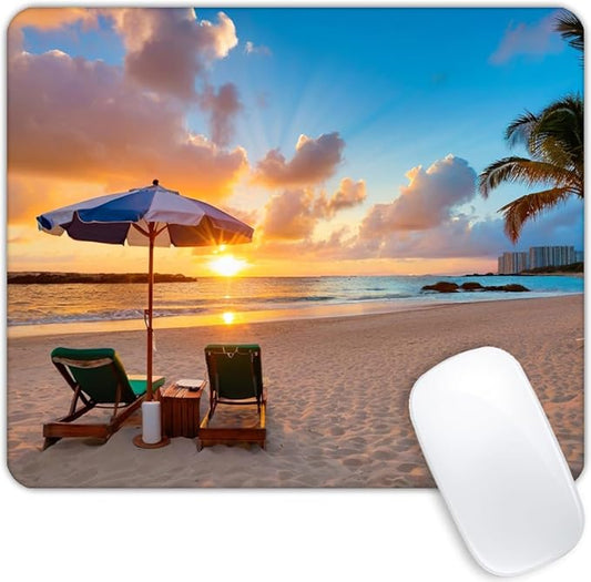 Square Mouse Pad Sunset Over The Ocean,Gaming Mouse Pads for Desk,Soft Computer Waterproof Non-Slip Mouse Mat