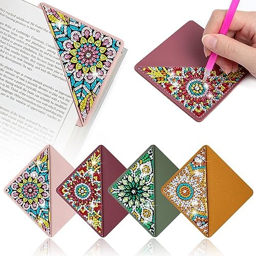 WIVICO 4Pcs Diamond Painting Bookmarks, Diamond Pearl Art Kits for Adults by WIVICO
