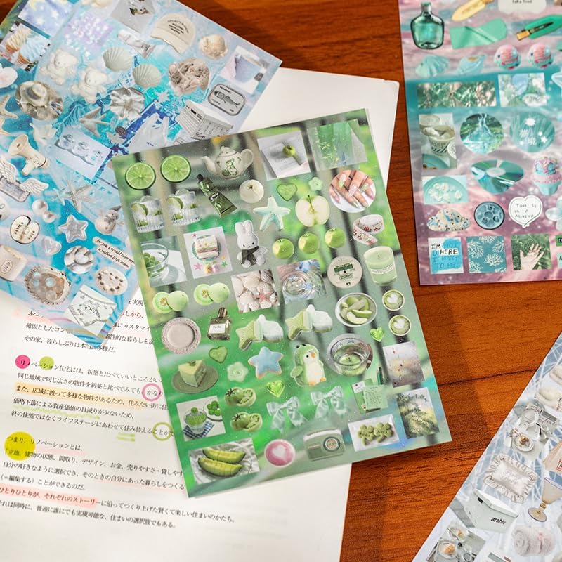 Japanese Retro Sticker Book, 800 Cartoon Stickers Book with Art Coated Paper Creative Activity Stickers for Adults, DIY Scrapbooking Phone Cases Laptops Party Gifts (Windchime Dream) - Image 6
