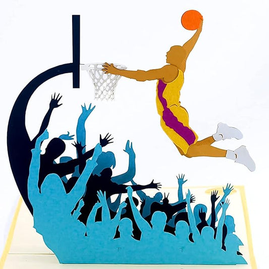 CUTE POPUP Powerful Slamdunk Legend Basketball Player Mesmerizing 3D Pop Up Card Design for Sports day, Thank you, Birthday, Get Well Soon (6x6 inches)