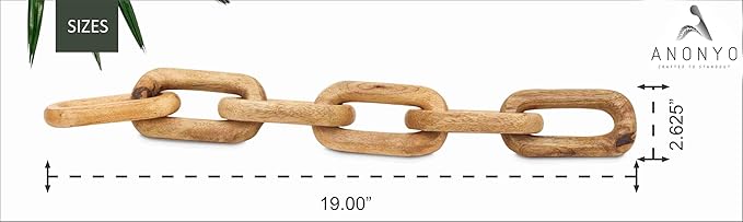 ANONYO Boho Wooden Link Decor for Coffee Object for Coffee Table & Shelf Knot Sculpture, Farmhouse Rustic Shelf Natural Wood Chain Links for Living Room, Entryway, Console,Office Home Accent