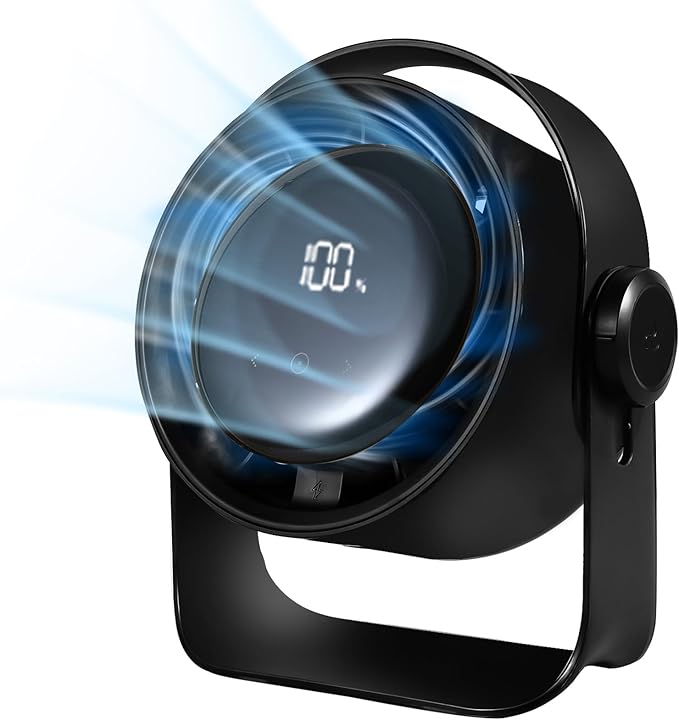VAVOFO Desk Fan, Small Quiet LED Display Portable Table Fans, 180°Tilt, 100 Speeds, 5 Modes, Rechargeable 3600mAh Battery Operated USB Fan For Office, Bedroom, Outdoor(Black)