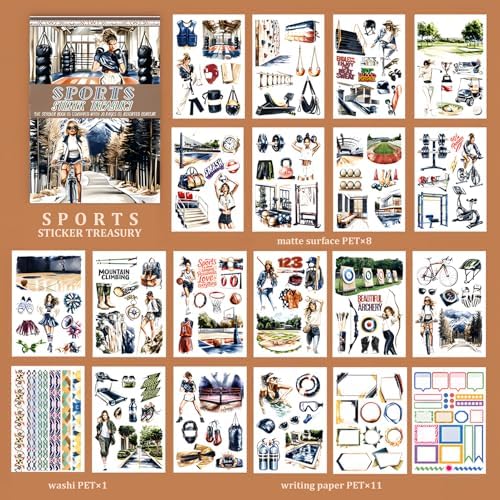 Snycler Sports Girl Theme Sticker Scrapbooking Supplies for Junk Journal, 20 Sheets PET Stickers - Vintage Journaling Stickers, Ephemera Sticker Book Pre Cut, Junk Journal Supplies, Planner - Image 6
