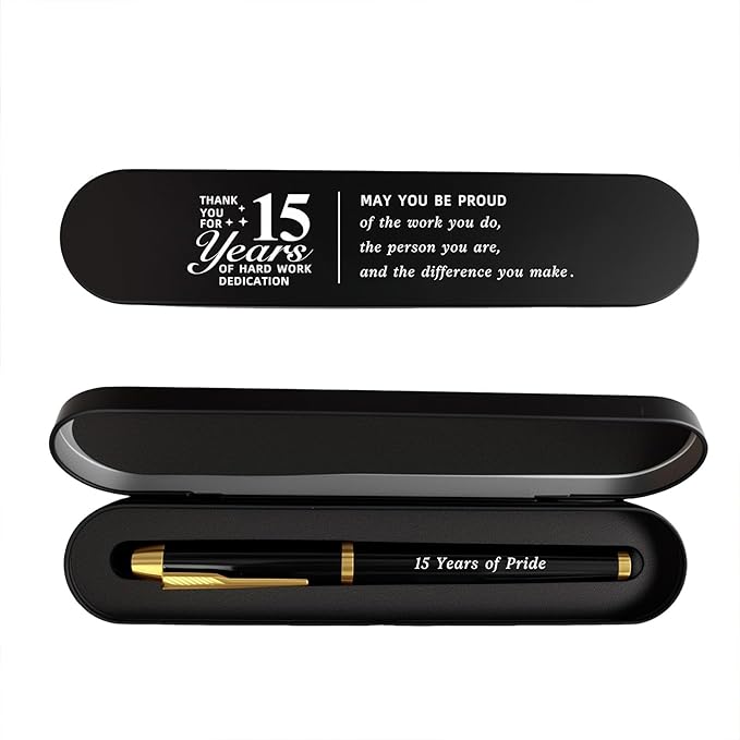 15 Year Milestone Work Anniversary Pen Gift- Engraved Gel Pen for Employee & Staff Appreciation, 15 Year Landmark Service Award
