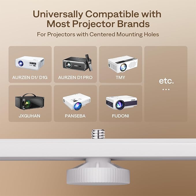 Aurzen Multi-Angle Projector Stand, 180° Rotatable, Compatible, TMY, HAPPRUN, Yaber, Epson & Most Projectors (¼-Inch Screw, Gimbal Stand)