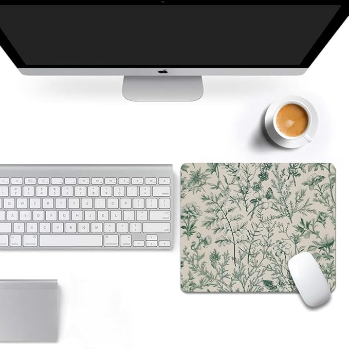 Sage Garden Green Floral Texture Mouse pad, Square Waterproof and Anti Slip Mouse pad for Office laptops