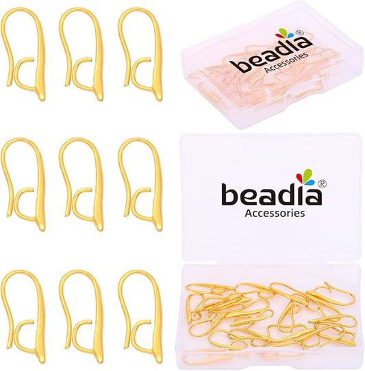 18K Gold Plated Earring Hooks 9x20mm 20pcs for Jewelry Making Findings