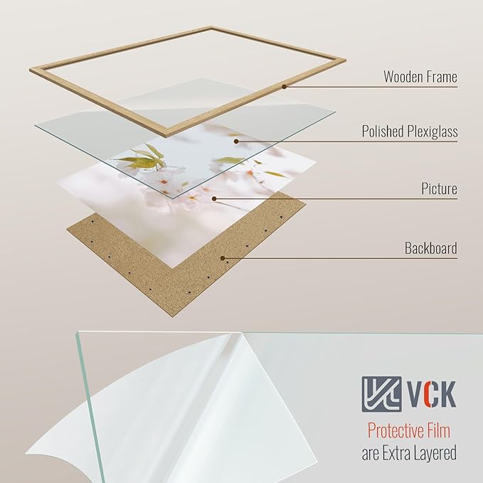 VCK 20x30 Poster Frame Set of 4 - Oak, Gallery-Quality Wood Picture Frames, 1.1-Inch Wide Border, Polished Plexiglass, Vertical or Horizontal Wall Display for Photo/Art/Prints, Natural Oak