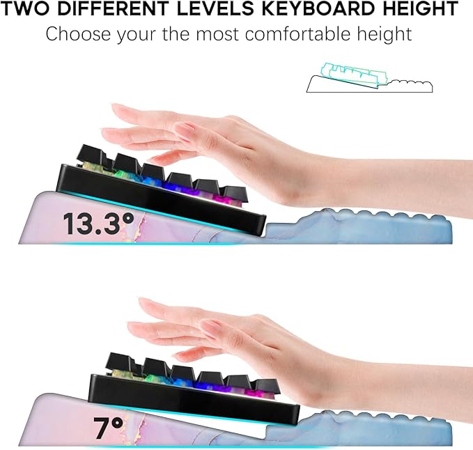 JIKIOU Keyboard Stand with Wrist Rest, Computer Keyboard Stand Pad with Non-Slip Base, Comfy Ergonomic Keyboard Riser Holder for Gaming Office Home 17.13x9.5 in Marble Blue