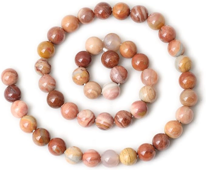 45PCS 8mm Natural Petrified Wood Jade Round Loose Beads for Jewelry Making DIY Bracelet Necklace Materials 1 Strand 15"