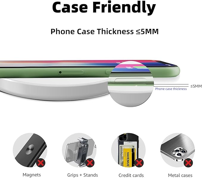 Wireless Charger for iPhone 17 16 15 14 13 12 Air Pro Plus Max/11/X/8 Series, 15W Max Wireless Fast Charging Pad for Samsung Galaxy S24/S23/S22/S21/S20/Note 10/Note 9/Note 8/LG/Google Pixel, White