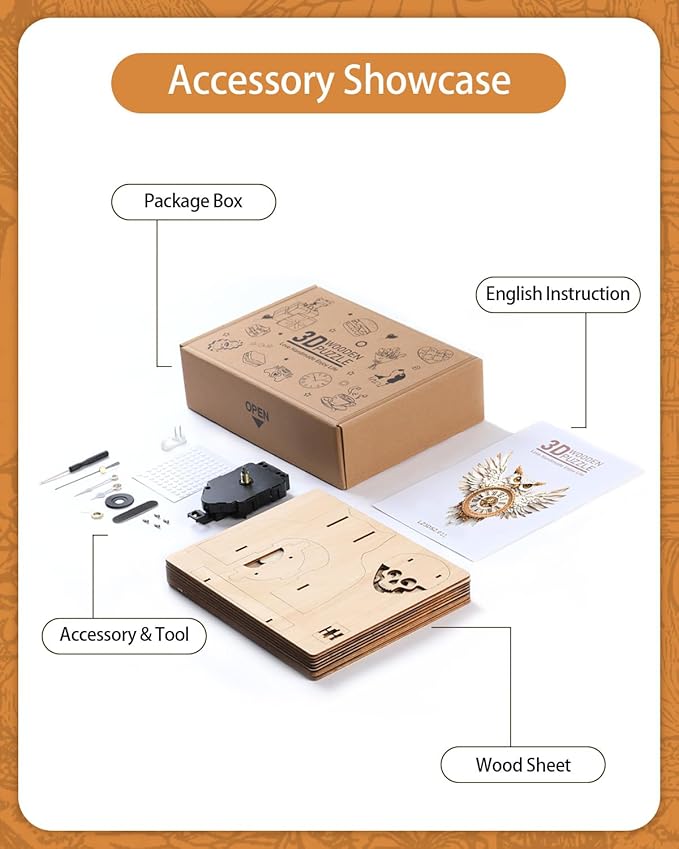 3D Wooden Puzzles for Adults,Snowy Owl DIY Clock Kit with Pendulum Idea,Beginner 3D Puzzles Model Kit Crafts - Hobbies Birthday Christmas Day Gift for Teens Adults