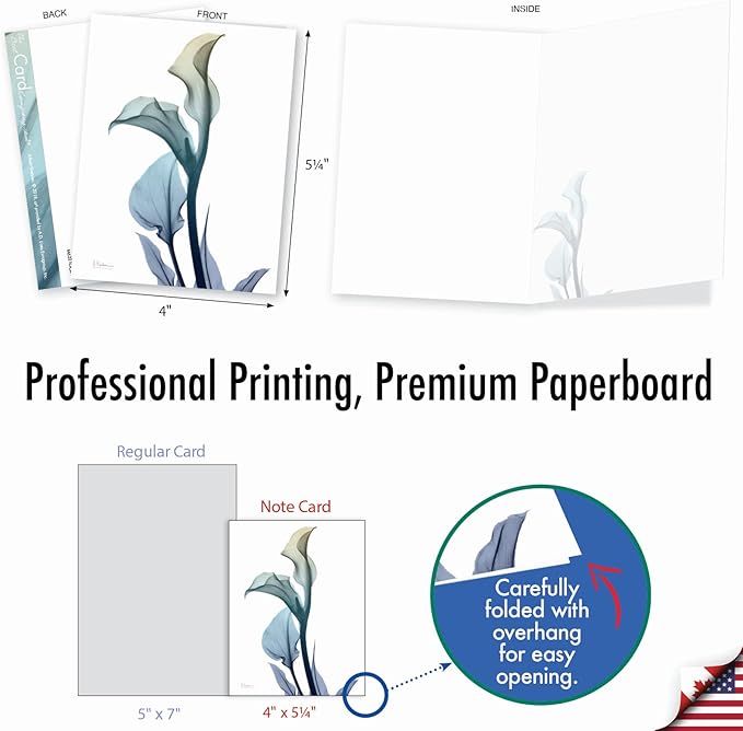 The Best Card Company - 10 Boxed Note Cards with Flowers - Blank Assorted Floral Notecards Bulk (4 x 5.12 Inch) - Blooming Expressions AM6221OCB-B1x10