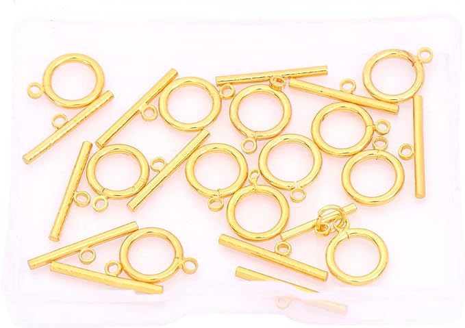 18K Gold Plated OT Toggle Clasps Non Tarnish 10x17mm 12 Pairs for Jewelry Making Findings