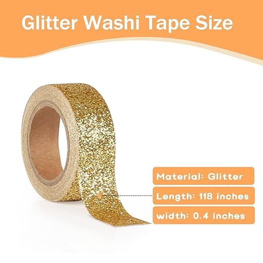 AEBORN Glitter Washi Tape Set, Colored Decorative Masking Tapes for Bullet Journal, Kids DIY Crafts, Planner, Scrapbook, Gift Packaging (Glitter-12jz)