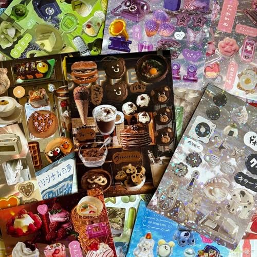 800+ Kawaii Japanese Stickers for Journaling, 45 Sheets Vintage Cute Desserts Themed Japanese SticBook for Scrapbooking,Junk Journal Supplies, Planner(Sea) - Image 5