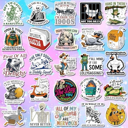 200 PCS Funny Holographic Stickers for Adults, Waterproof Vinyl Sarcastic Meme Decals for Laptop, Water Bottle, Phone, Kindle, Journal, Scrapbook, Bumper, Skateboard, Luggage, No Repeats - Image 3