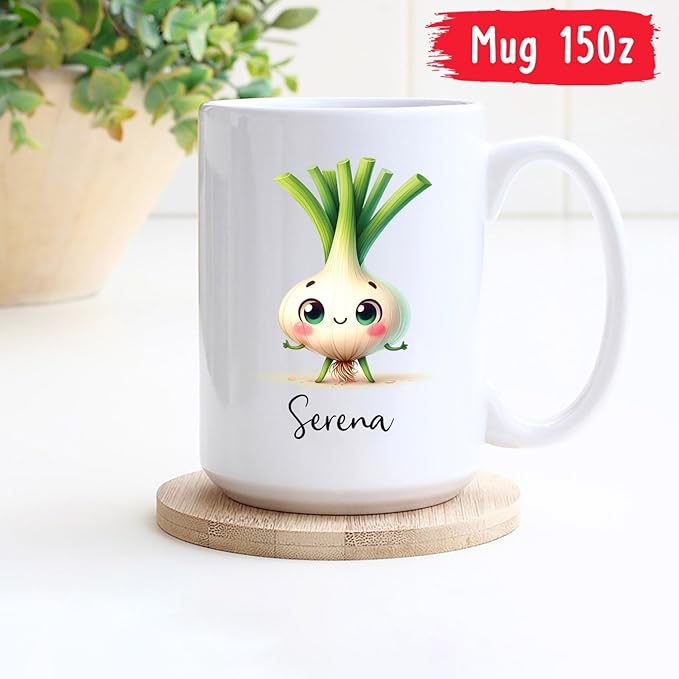 Funny Leek Mug, Personalized Leek Vegetable Coffee Mug 11oz 15oz, Leek Lover Cup, Leek Mug Gifts For Women Girl Mom, Custom Vegetable Ceramic Mug With Name, Vegan Lover Teacup, Leek Travel Coffee Cup