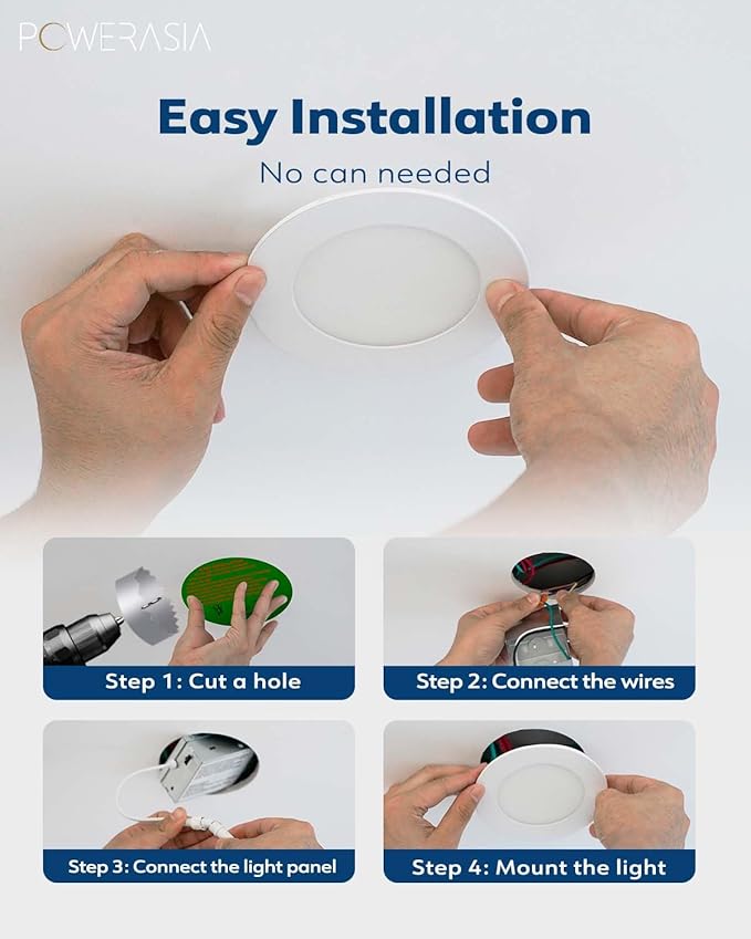 2 Pack Recessed Lighting 4 Inch with Junction Box, 2700K/3000K/4000K/5000K/6000K Dimmable Flush Mount Ceiling Light, 9W 850lm Canless Recessed Lighting-ETL and Energy Star Certified