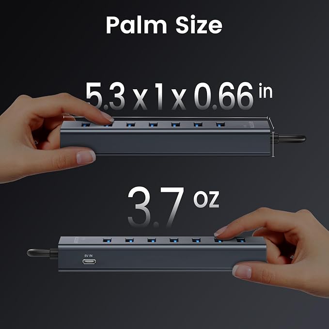 USB C to USB Hub Multiport Adapter, Aluminium 7-in-1 USB C Hub Multiport Adapter, USB Extenders, USB to USB c Adapter for MacBook Pro/Air, Laptop, iPad, iMac, U Flash, PSSD, HDD, Keyboard, Mouse