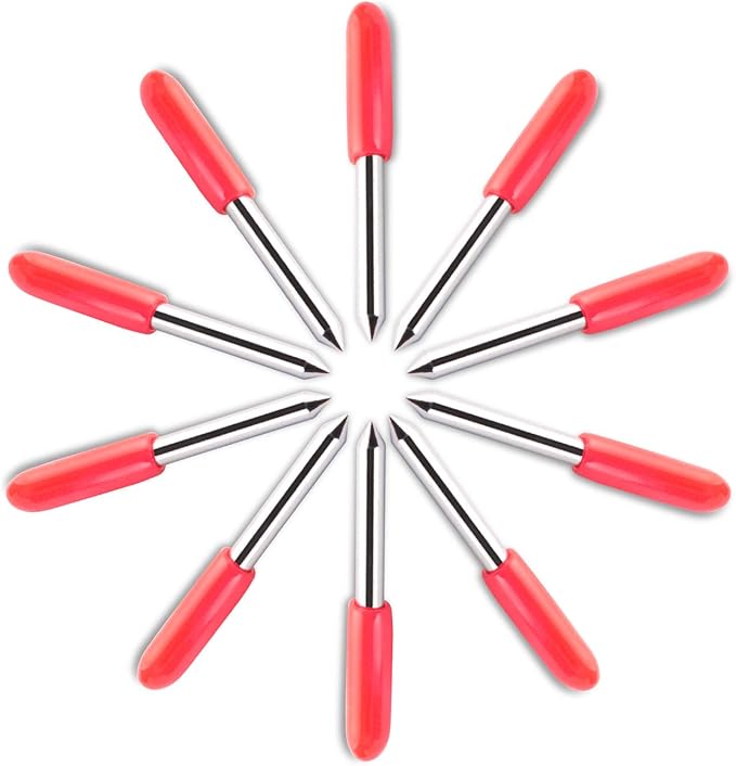 HQMaster 45 Degree Tungsten Steel Lettering Blade Vinyl Cutter Blades for Roland Cutting Plotter Red Cap Pack of 10