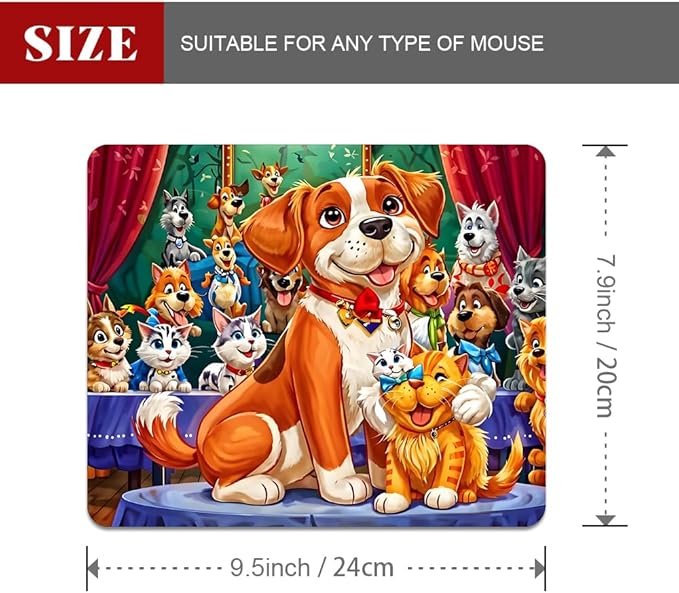 Dog Party Texture Mouse pad, Square Waterproof and Anti Slip Mouse pad for Office laptops